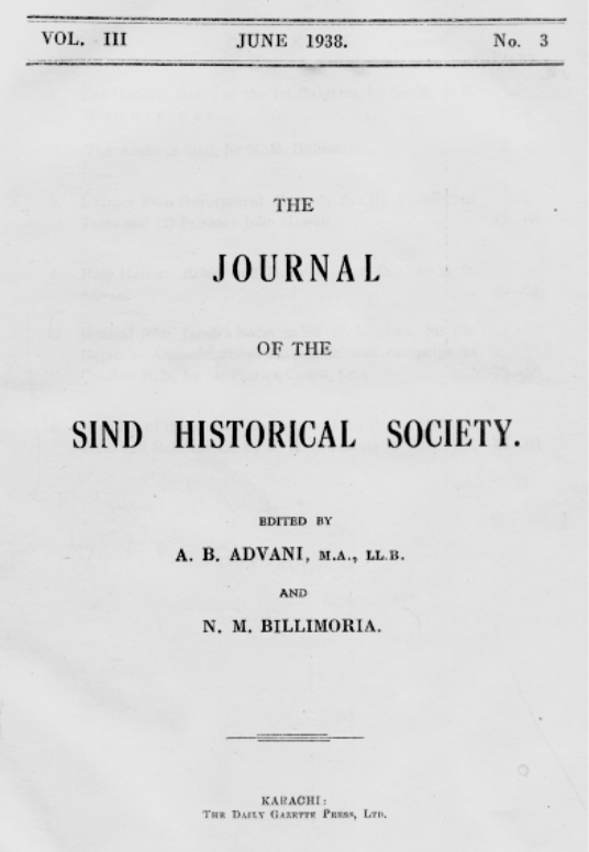 N.M. Billimoria: An unsung Historian of Sindh